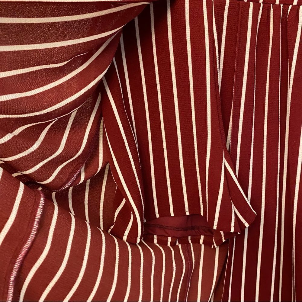 Poppies and Roses red Short Sleeve Maxi Stripe Walk-Through Romper -Girls 14 - Picture 6 of 11